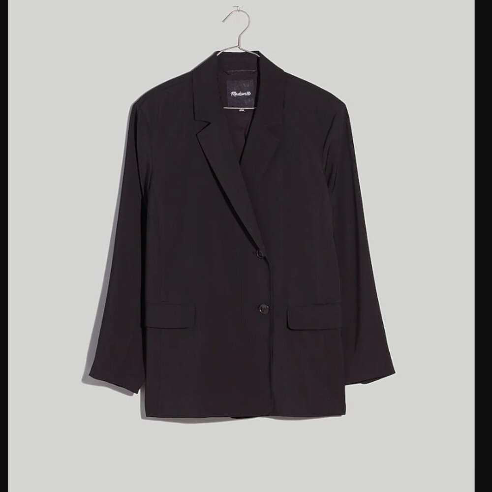 Madewell Womens Small Black Relaxed Blazer Elyaf Drop Shoulder - Picture 4 of 9